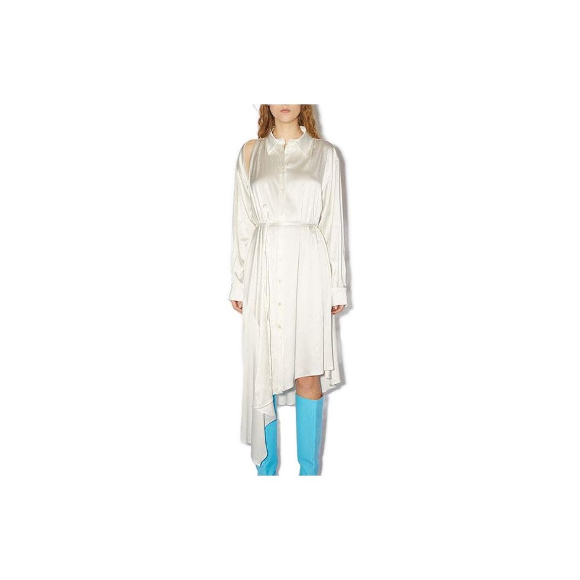 Acne Studios Acne Studios White Asymmetric Shirt Midi Dress 34 Size XXS / US 00 / IT 34 - 10 Thumbnail