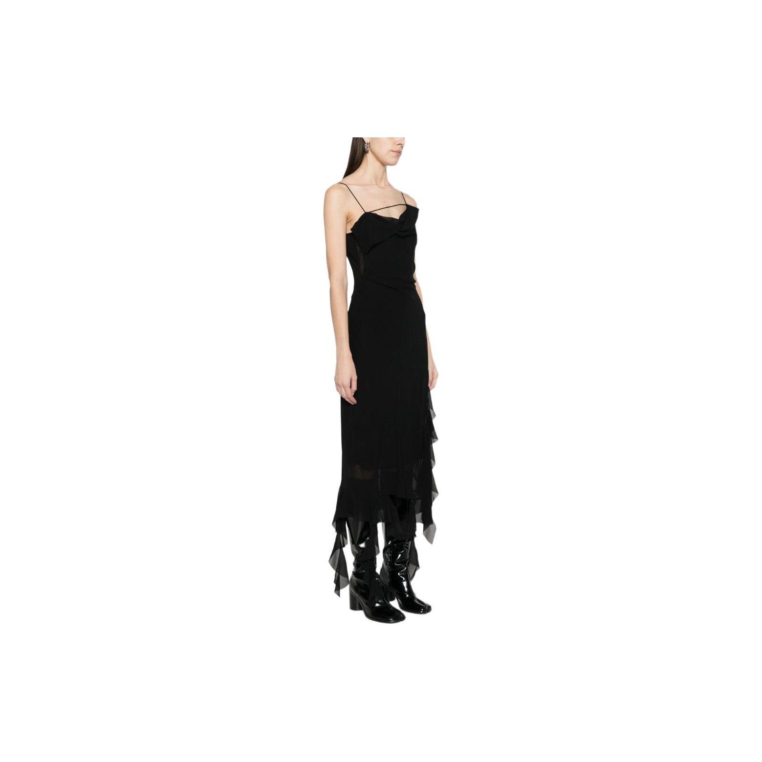 Acne Studios Acne Studios Black Chiffon Midi Dress Size 34 Size XS / US 0-2 / IT 36-38 - 6 Thumbnail