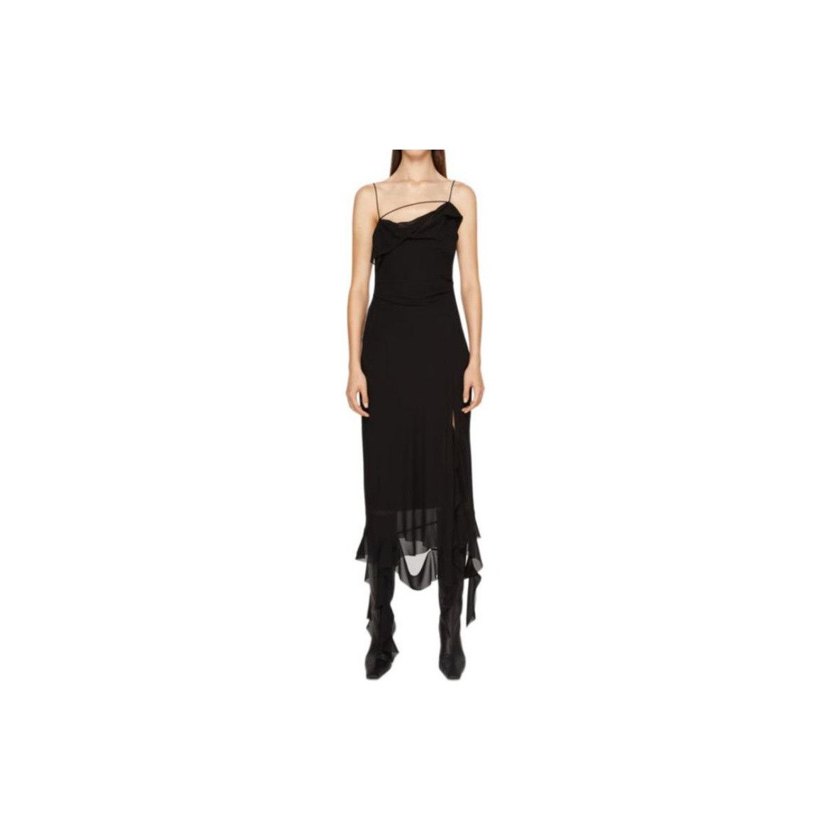Acne Studios Acne Studios Black Chiffon Midi Dress Size 34 Size XS / US 0-2 / IT 36-38 - 5 Thumbnail