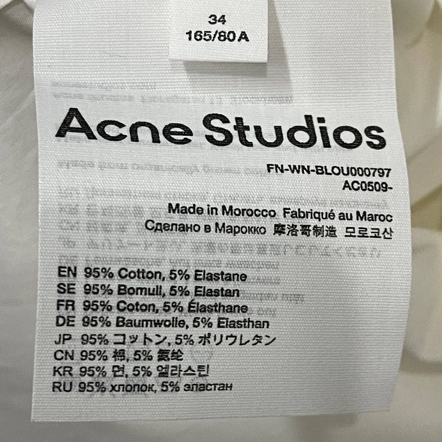 Acne Studios Acne Studios White Cotton Button Up Shirt Size 34 Size XXS / US 00 / IT 34 - 4 Thumbnail