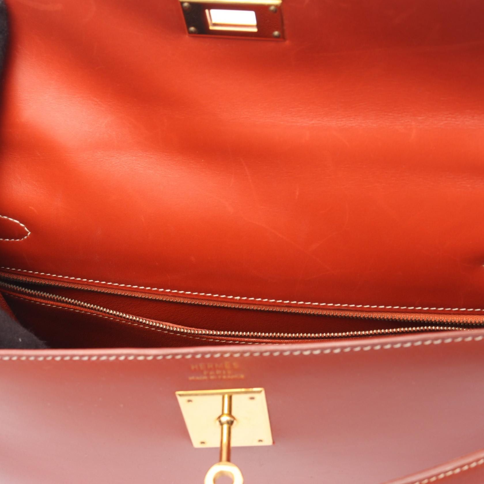 Hermes Hermes Hermes Kelly32 Box Calf Leather Handbag Stamp A (1997) DUTY FREE for USA Size ONE SIZE - 8 Thumbnail