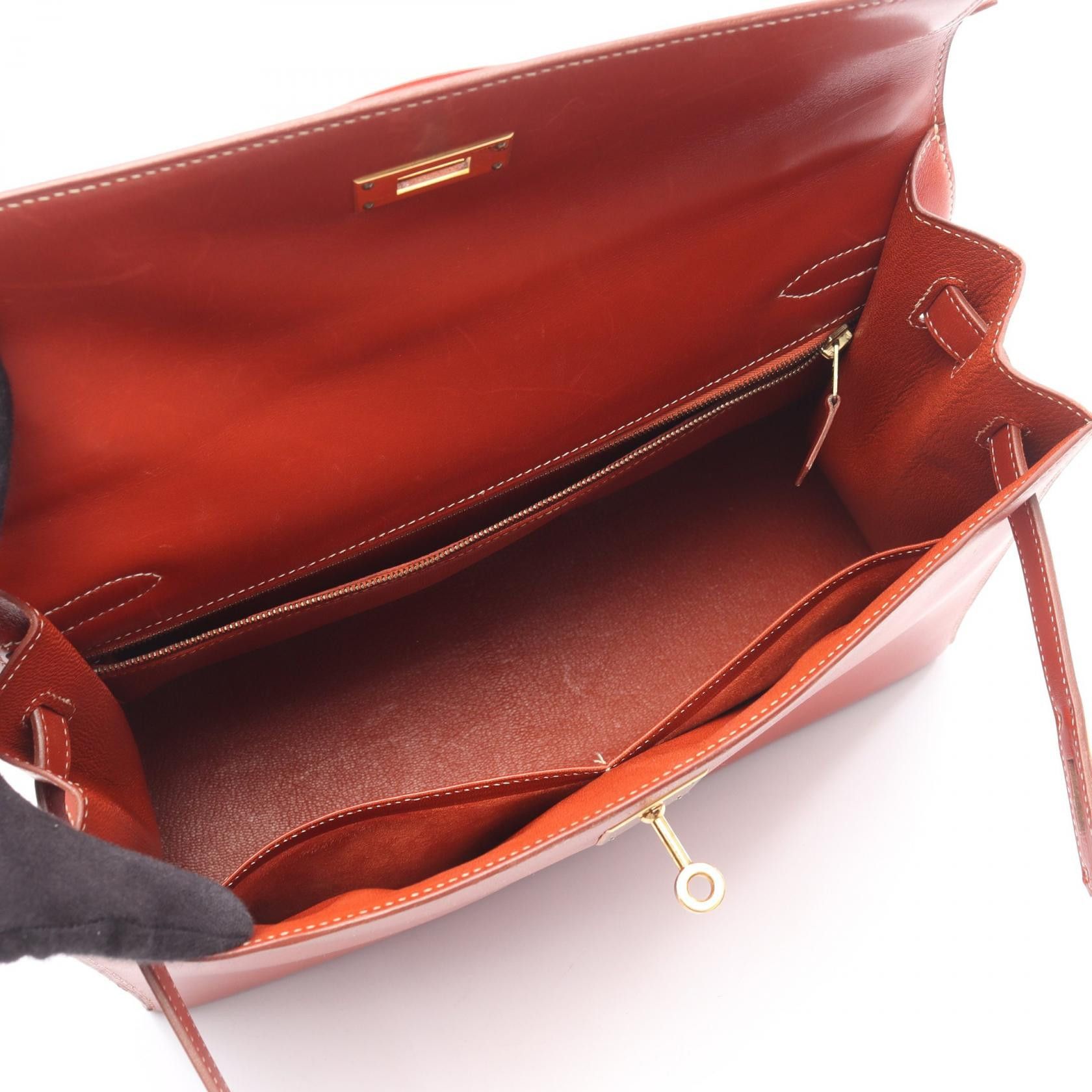 Hermes Hermes Hermes Kelly32 Box Calf Leather Handbag Stamp A (1997) DUTY FREE for USA Size ONE SIZE - 3 Thumbnail