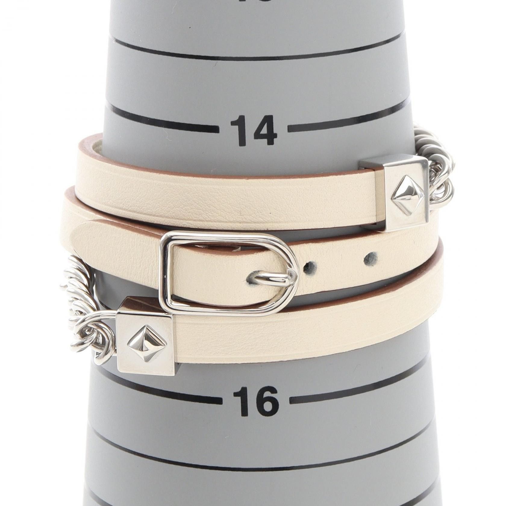Hermes Hermes Hermes Gourmettes Escale Triple Tour Stainless Steel Leather Bracelet Leather Bracelet Stamp Z DUTY FREE for USA Size ONE SIZE - 6 Thumbnail
