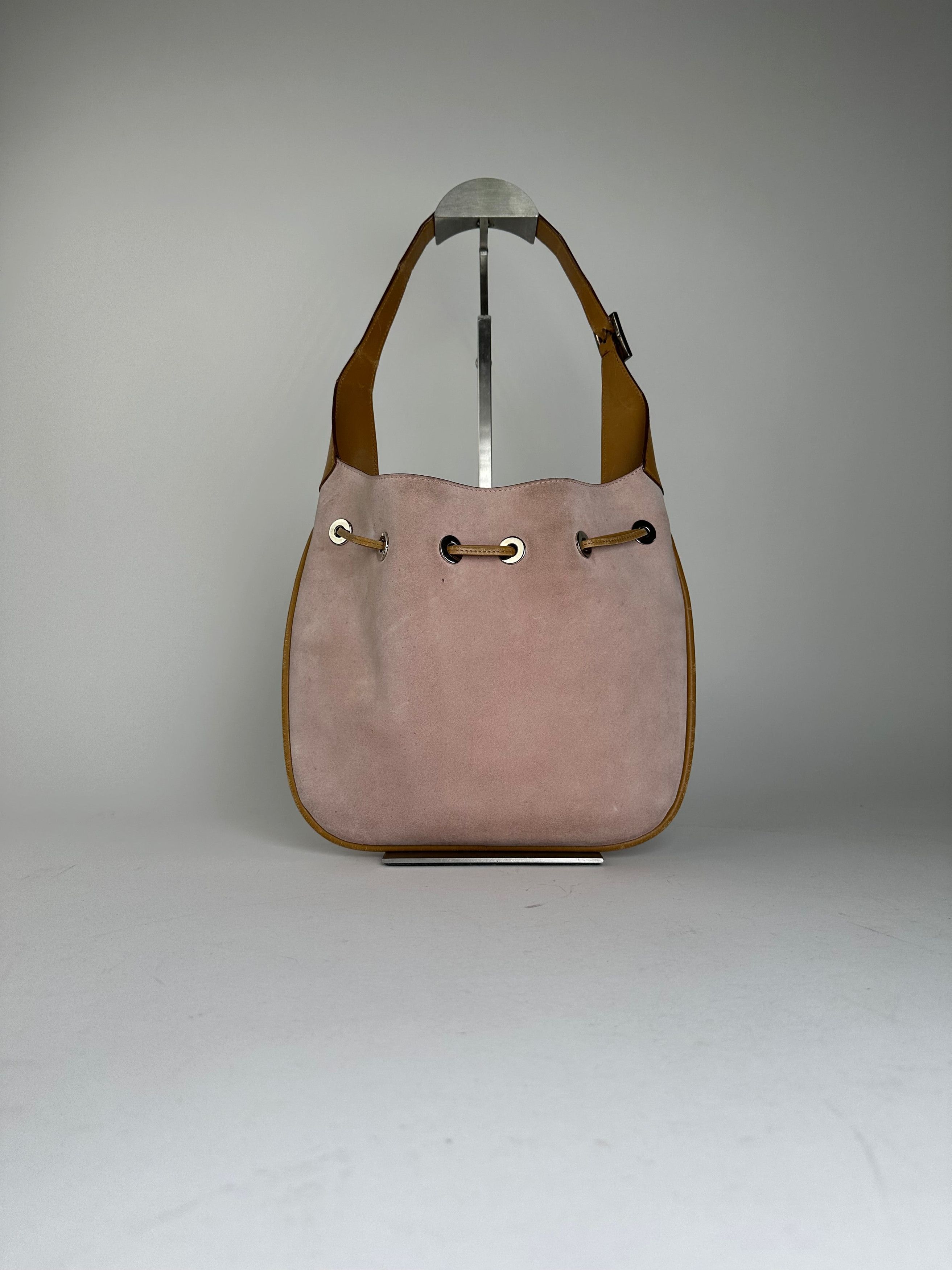 Gucci Pink Suede Hobo Bag with Drawstring Closure Size ONE SIZE - 8 Thumbnail