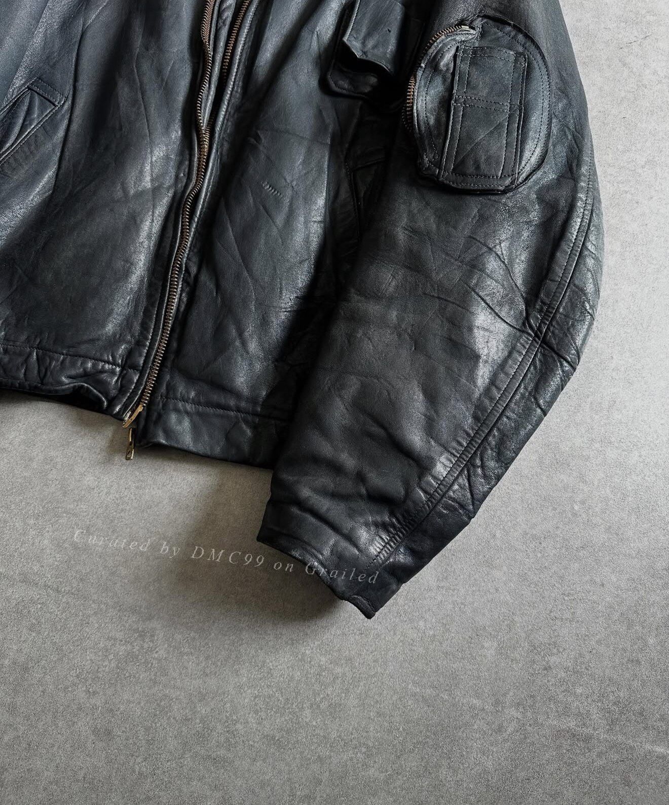 Vintage 1970s French Air Force Leather Jacket Size US M / EU 48-50 / 2 - 6 Thumbnail