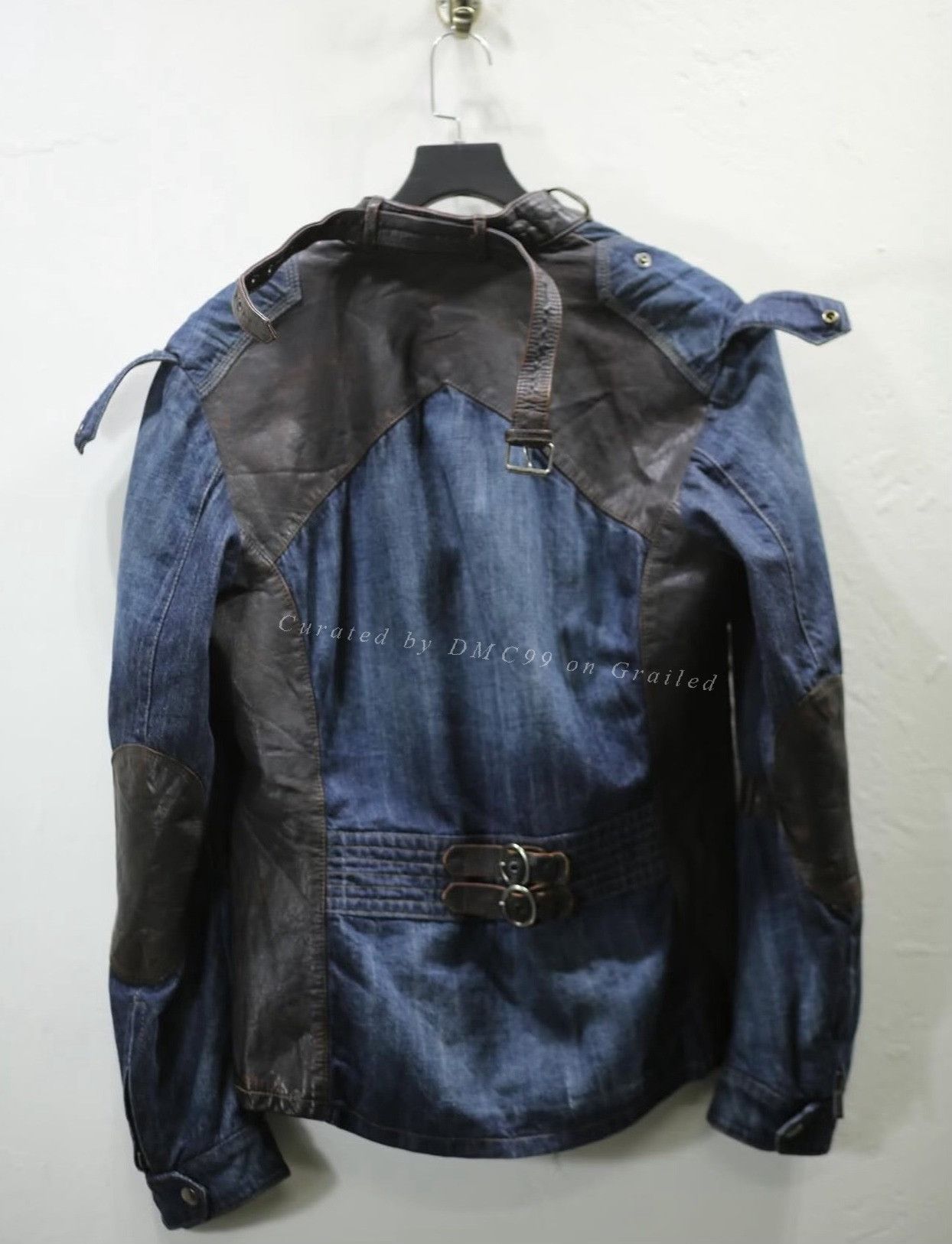 Vintage Vintage 90s Emporio Armani Leather Patch Denim Jacket Size US S / EU 44-46 / 1 - 5 Thumbnail
