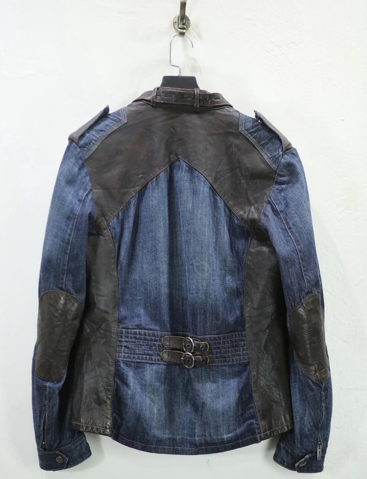 Vintage Vintage 90s Emporio Armani Leather Patch Denim Jacket Size US S / EU 44-46 / 1 - 2 Thumbnail