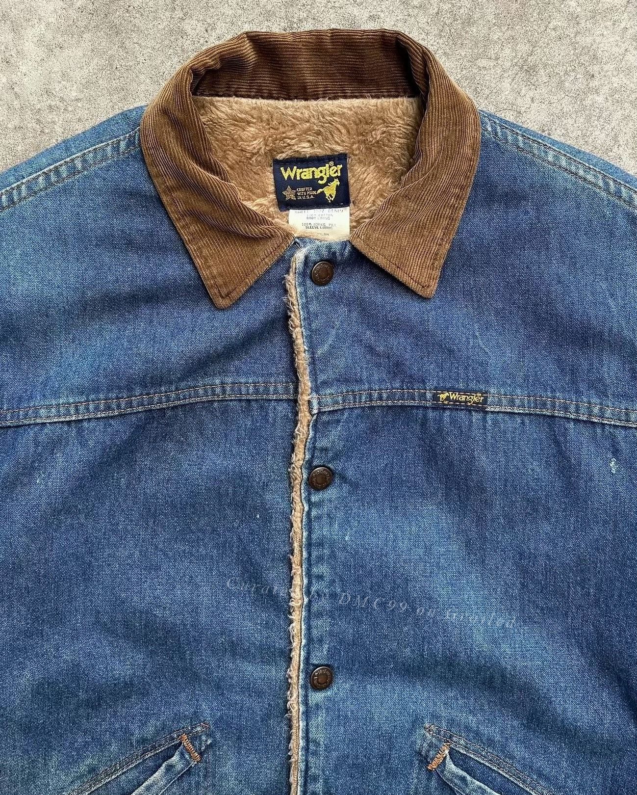 Vintage Vintage Wrangler 1980s Denim Sherpa Lined Trucker Jacket Size US M / EU 48-50 / 2 - 2 Thumbnail
