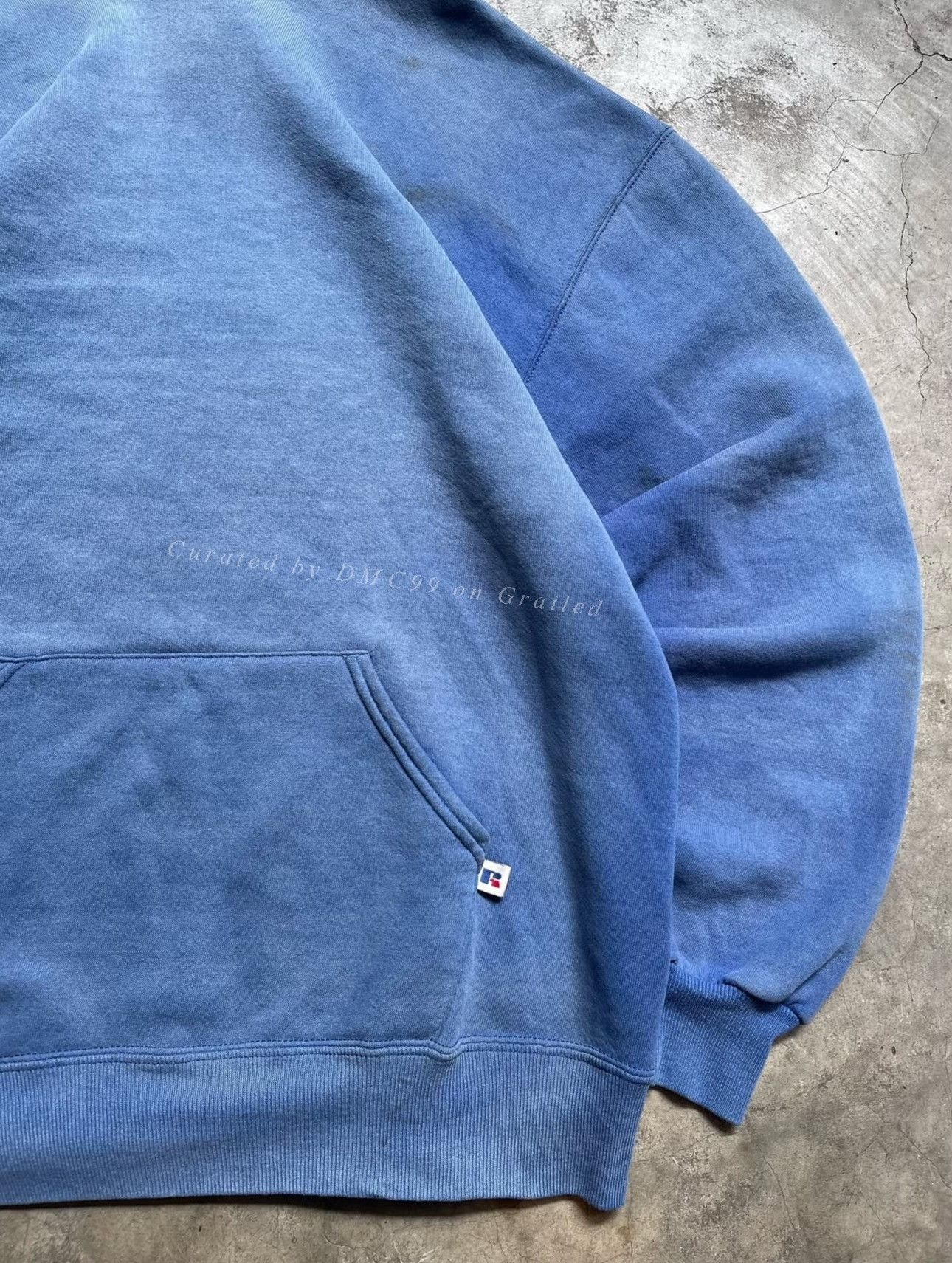 Vintage 1990s Russell Sun Faded Royal Blue Hoodie Size US XL / EU 56 / 4 - 4 Thumbnail