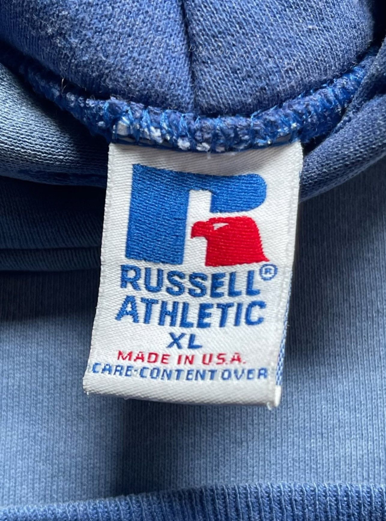 Vintage 1990s Russell Sun Faded Royal Blue Hoodie Size US XL / EU 56 / 4 - 5 Thumbnail