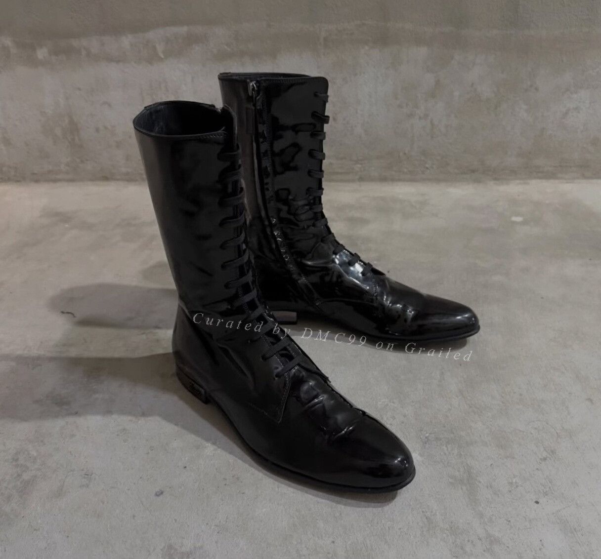 Vintage 2000s Gucci Patent Leather Combat Boots Size US 9.5 / EU 42-43 - 4 Thumbnail