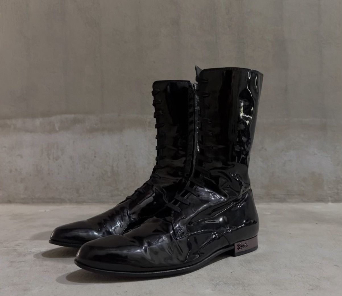 Vintage 2000s Gucci Patent Leather Combat Boots Size US 9.5 / EU 42-43 - 6 Thumbnail