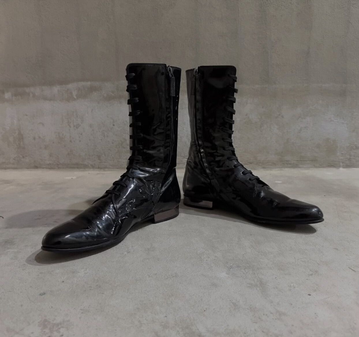 Vintage 2000s Gucci Patent Leather Combat Boots Size US 9.5 / EU 42-43 - 5 Thumbnail