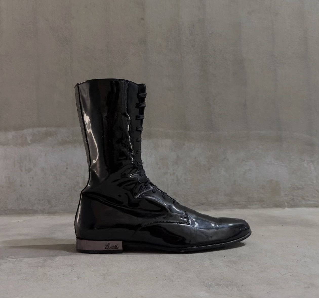Vintage 2000s Gucci Patent Leather Combat Boots Size US 9.5 / EU 42-43 - 7 Thumbnail