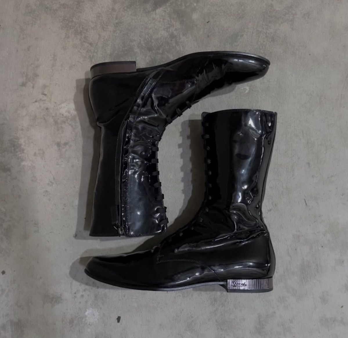 Vintage 2000s Gucci Patent Leather Combat Boots Size US 9.5 / EU 42-43 - 2 Thumbnail