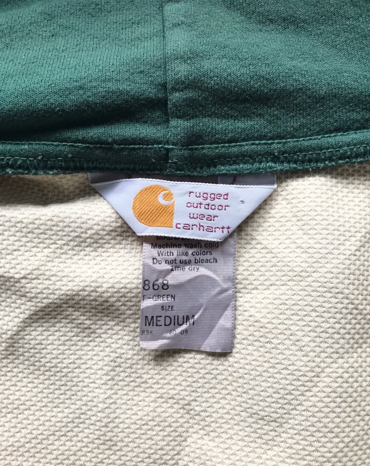 Vintage Vintage Carhartt 1990s 868 Green Zip Hoodie Size US L / EU 52-54 / 3 - 8 Thumbnail