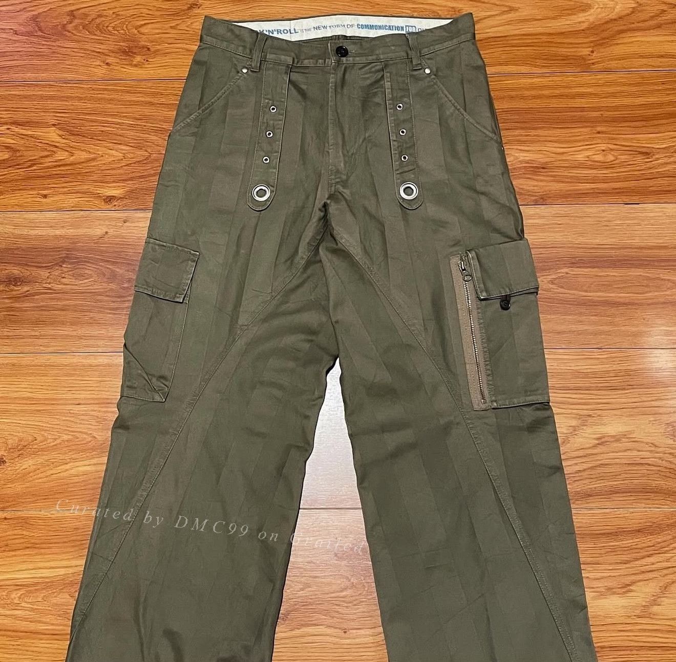 Vintage Vintage PPFM 2000s Striped Cargo Pants Size US 26 / EU 42 - 2 Thumbnail