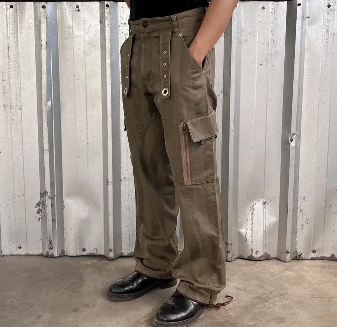 Vintage Vintage PPFM 2000s Striped Cargo Pants Size US 26 / EU 42 - 8 Thumbnail