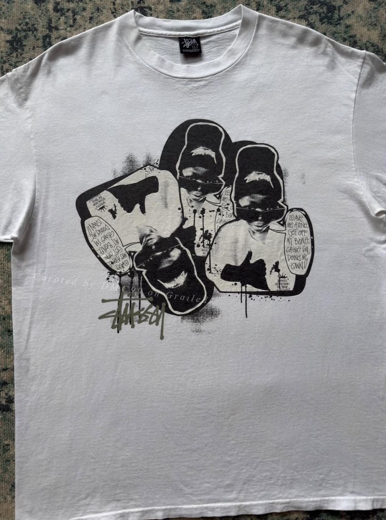 Vintage Vintage Stussy 2000s White Kids Print Size US L / EU 52-54 / 3 - 3 Thumbnail