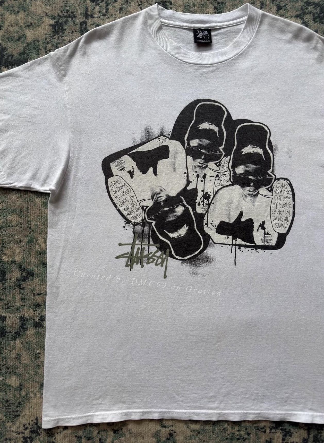 Vintage Vintage Stussy 2000s White Kids Print Size US L / EU 52-54 / 3 - 2 Thumbnail