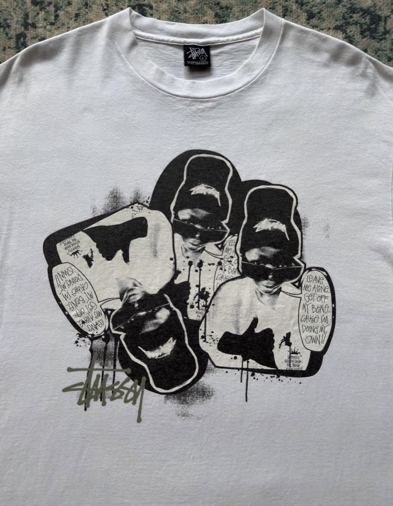 Vintage Vintage Stussy 2000s White Kids Print Size US L / EU 52-54 / 3 - 4 Thumbnail