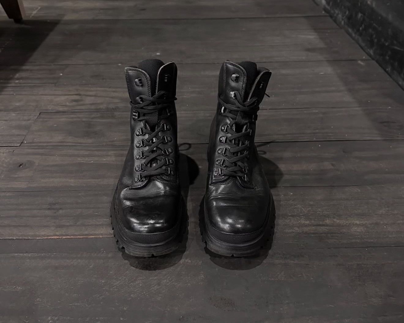Vintage Vintage Prada Sport Black Leather Combat Boots Size US 8.5 / EU 41-42 - 5 Thumbnail