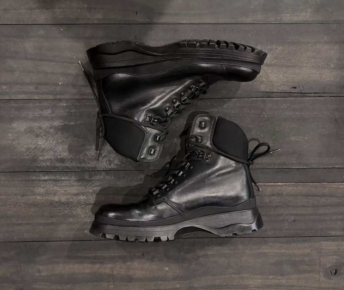 Vintage Vintage Prada Sport Black Leather Combat Boots Size US 8.5 / EU 41-42 - 3 Thumbnail