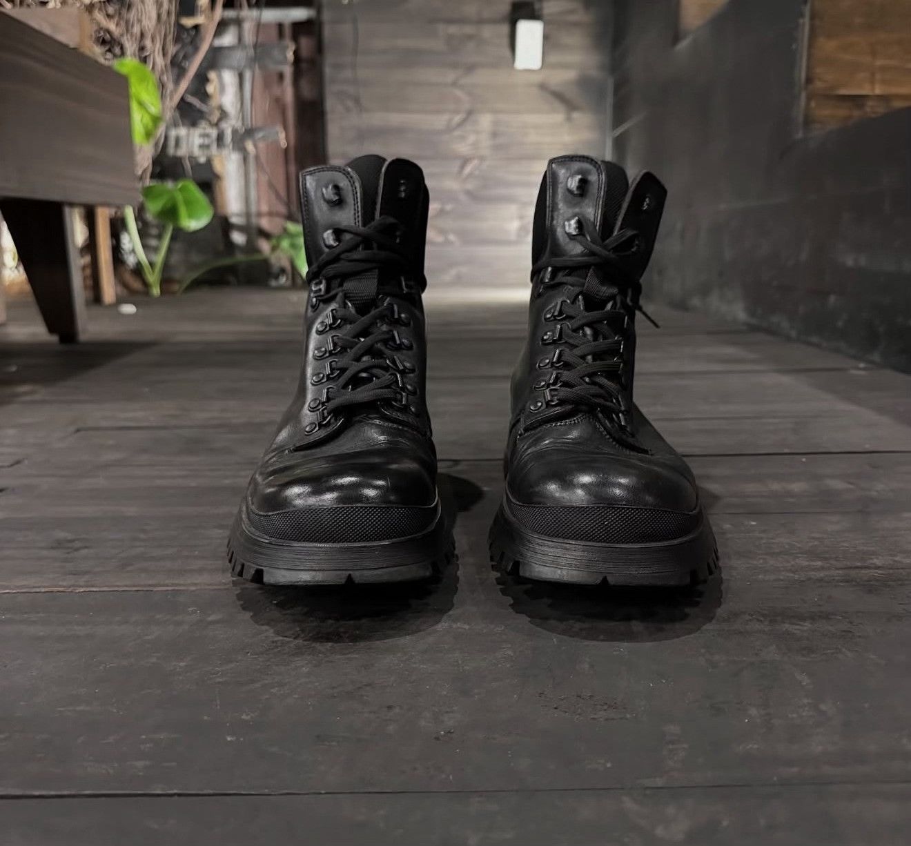 Vintage Vintage Prada Sport Black Leather Combat Boots Size US 8.5 / EU 41-42 - 4 Thumbnail