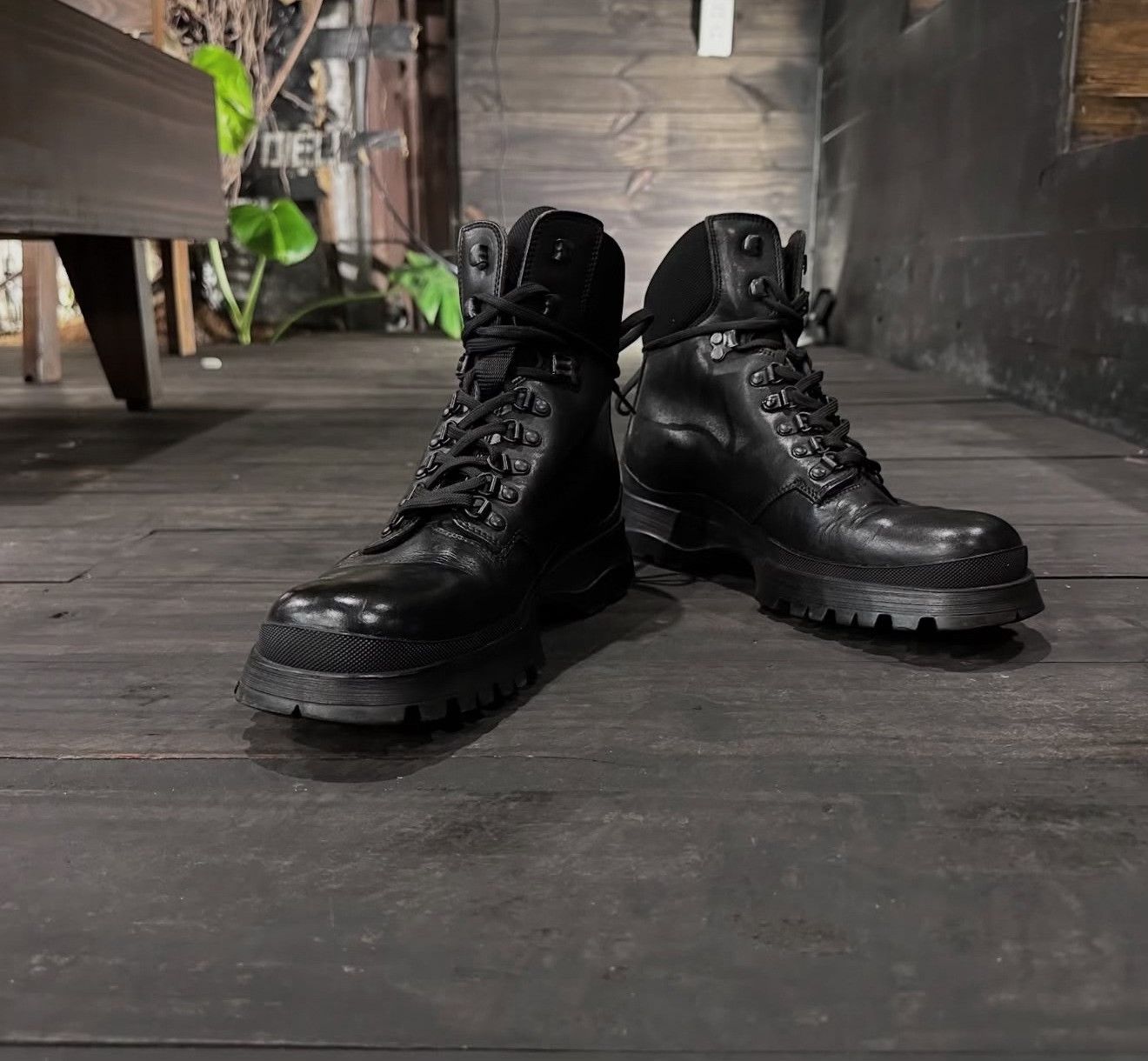 Vintage Vintage Prada Sport Black Leather Combat Boots Size US 8.5 / EU 41-42 - 6 Thumbnail