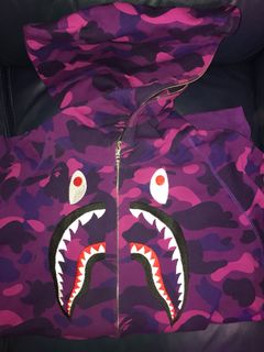 33313 bape color camo shark full zip hoody green/purple XXL