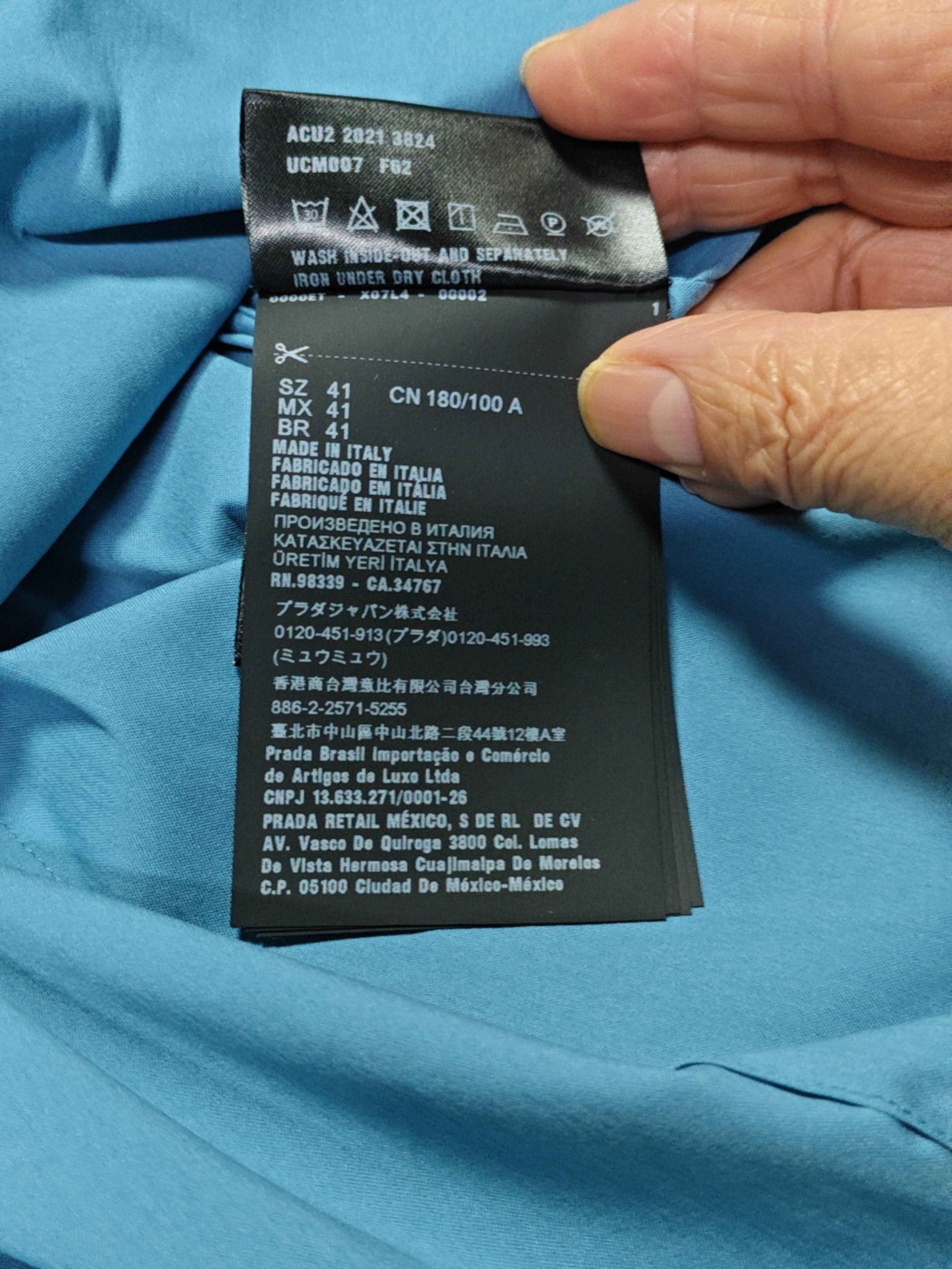 Prada Prada Aquamarine Popeline Shirt Size L Size US L / EU 52-54 / 3 - 4 Thumbnail