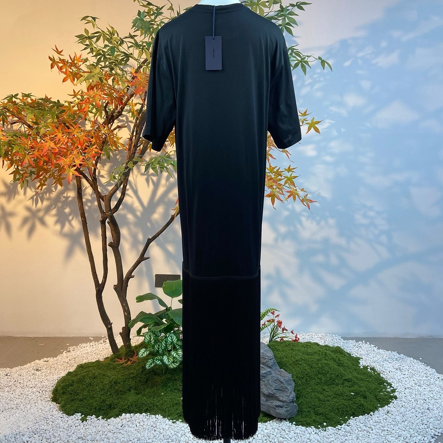 Prada Prada Fringe Logo Patch Midi Dress Size XS Size XS / US 0-2 / IT 36-38 - 2 Thumbnail