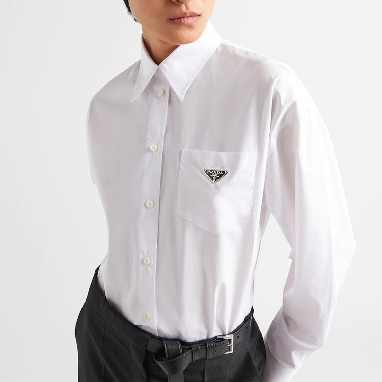 Prada Prada Logo Patch Button Up Shirt White Size 40 Size S / US 4 / IT 40 - 11 Thumbnail
