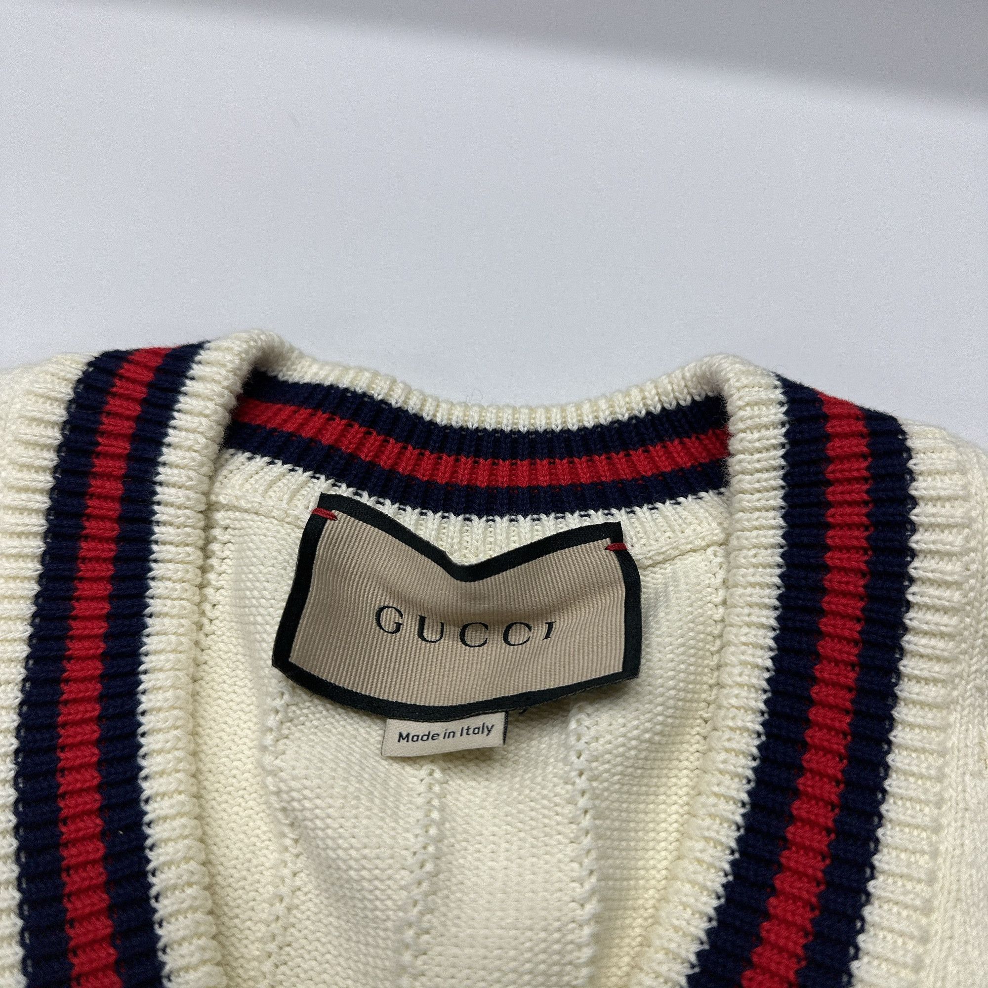 Gucci Gucci Striped Trim V-Neck Sweater Size S Size US S / EU 44-46 / 1 - 3 Thumbnail