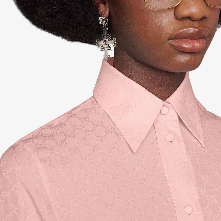 Gucci Gucci GG Monogram Silk Button Up Shirt Size 38 Size XS / US 0-2 / IT 36-38 - 13 Thumbnail