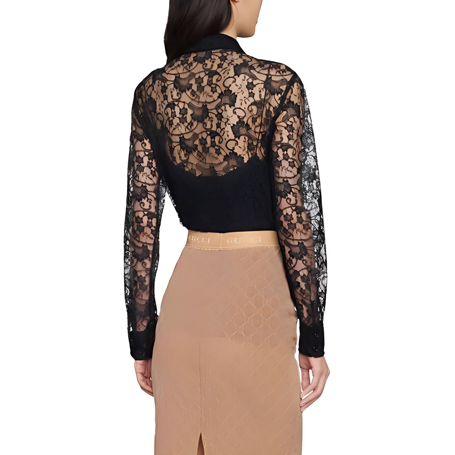 Gucci Gucci GG Monogram Lace Button Up Shirt Size 36 Size XS / US 0-2 / IT 36-38 - 9 Thumbnail