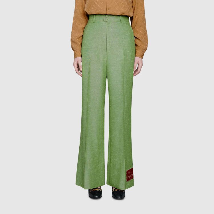 Gucci Gucci Orgasmique Green Wide Leg Pants Size 36 Size 25" / US 0 / IT 36 - 10 Thumbnail