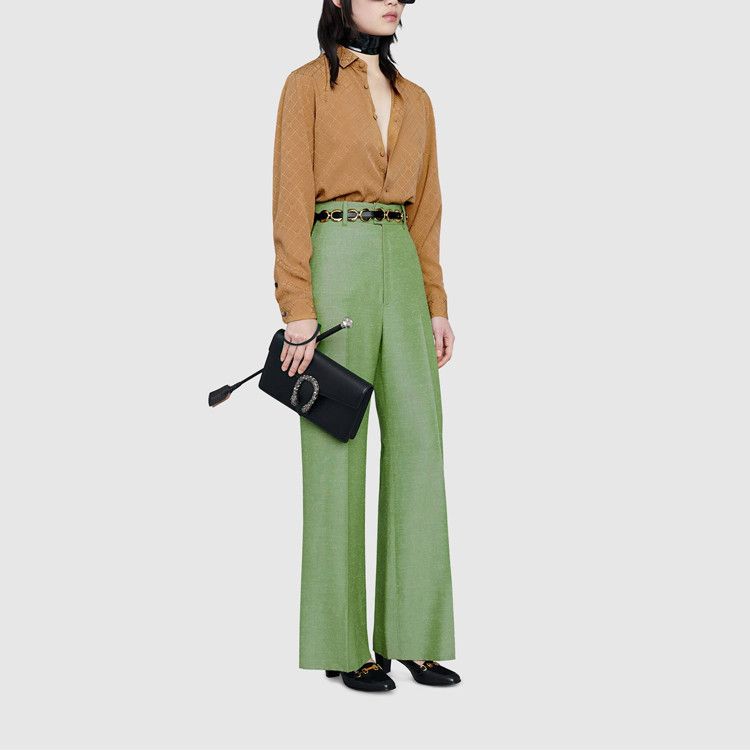 Gucci Gucci Orgasmique Green Wide Leg Pants Size 36 Size 25" / US 0 / IT 36 - 12 Thumbnail