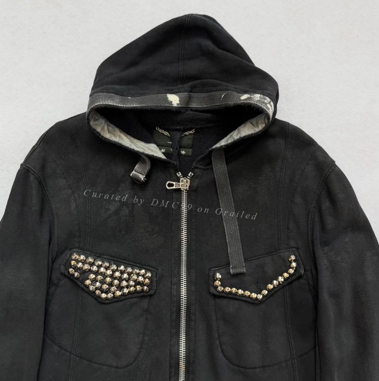 Vintage Vintage 2000s Maktig Waxed Studded Zip Hoodie Size US M / EU 48-50 / 2 - 2 Thumbnail