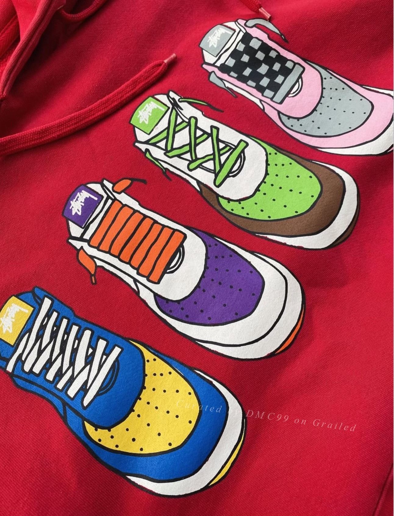 Vintage Vintage Stussy x Nike Force 1 Red Hoodie Size US M / EU 48-50 / 2 - 4 Thumbnail