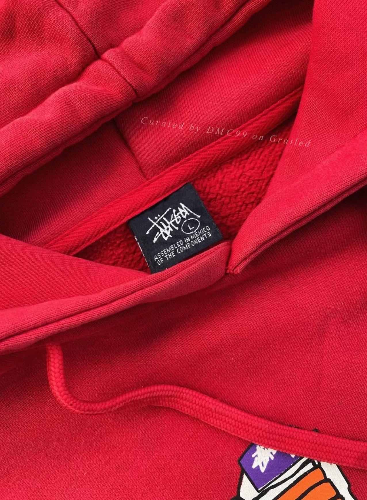 Vintage Vintage Stussy x Nike Force 1 Red Hoodie Size US M / EU 48-50 / 2 - 3 Thumbnail
