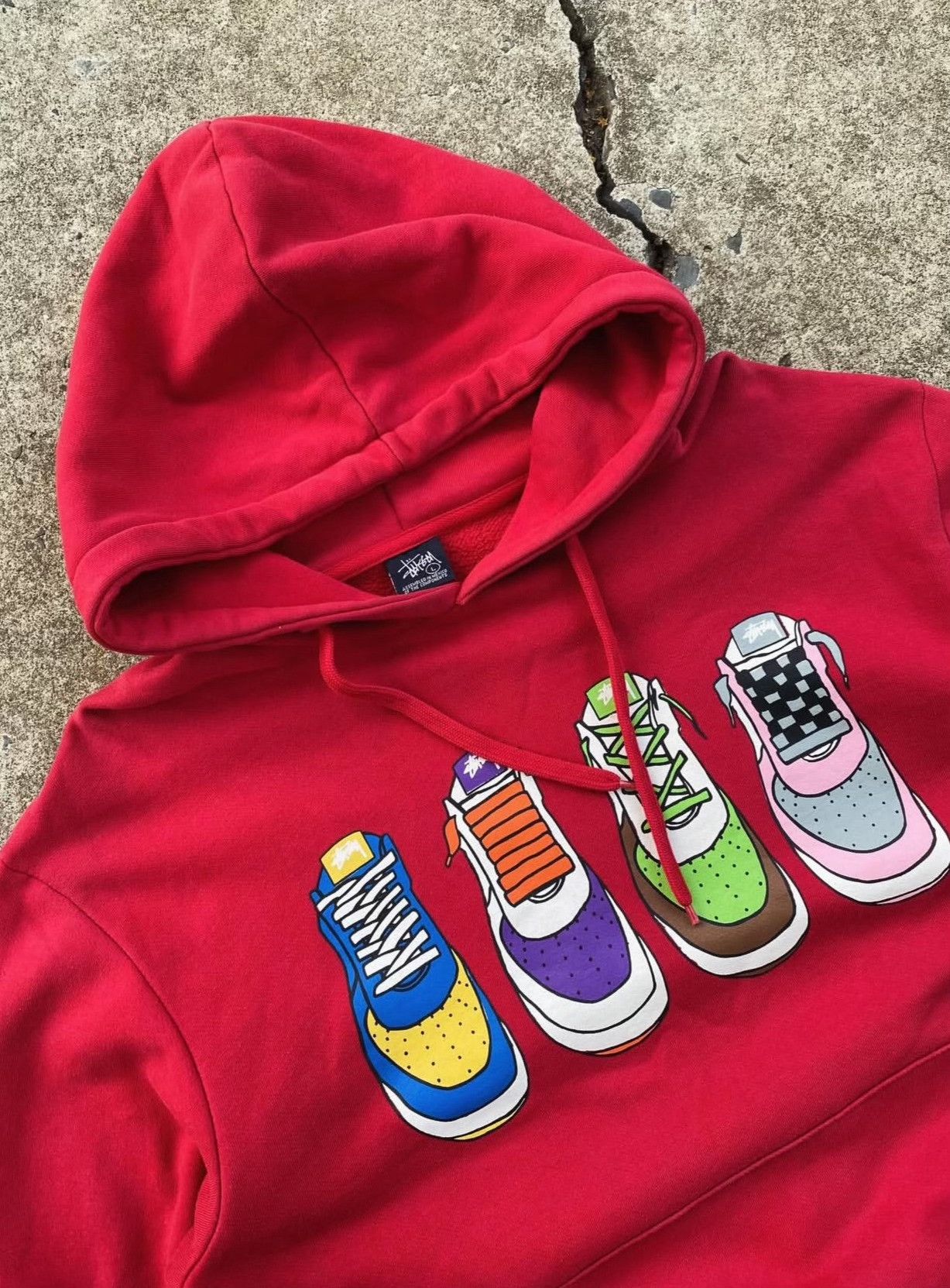 Vintage Vintage Stussy x Nike Force 1 Red Hoodie Size US M / EU 48-50 / 2 - 2 Thumbnail
