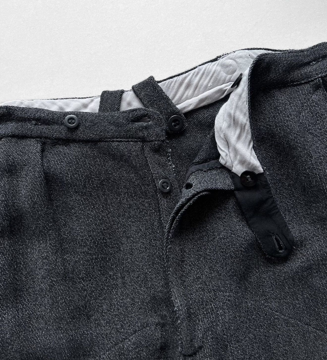 Vintage 1950s French Salt & Pepper Repaired Work Trousers Size US 34 / EU 50 - 6 Thumbnail