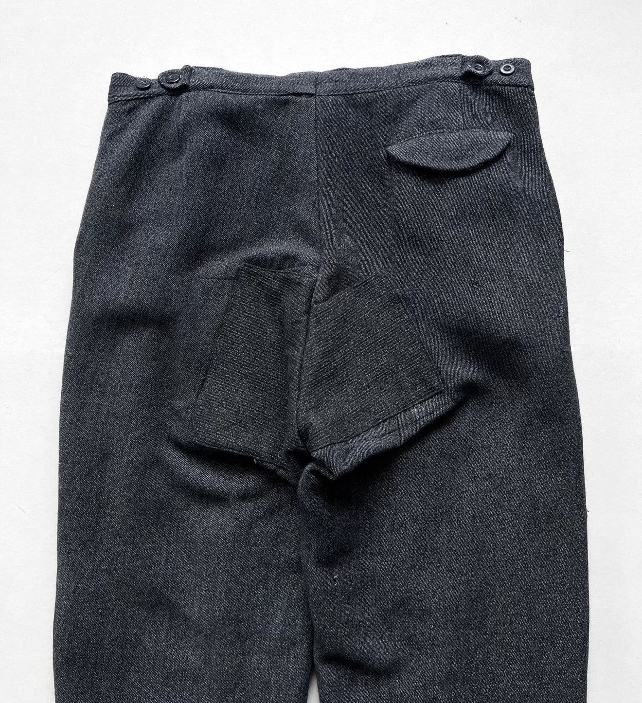 Vintage 1950s French Salt & Pepper Repaired Work Trousers Size US 34 / EU 50 - 5 Thumbnail