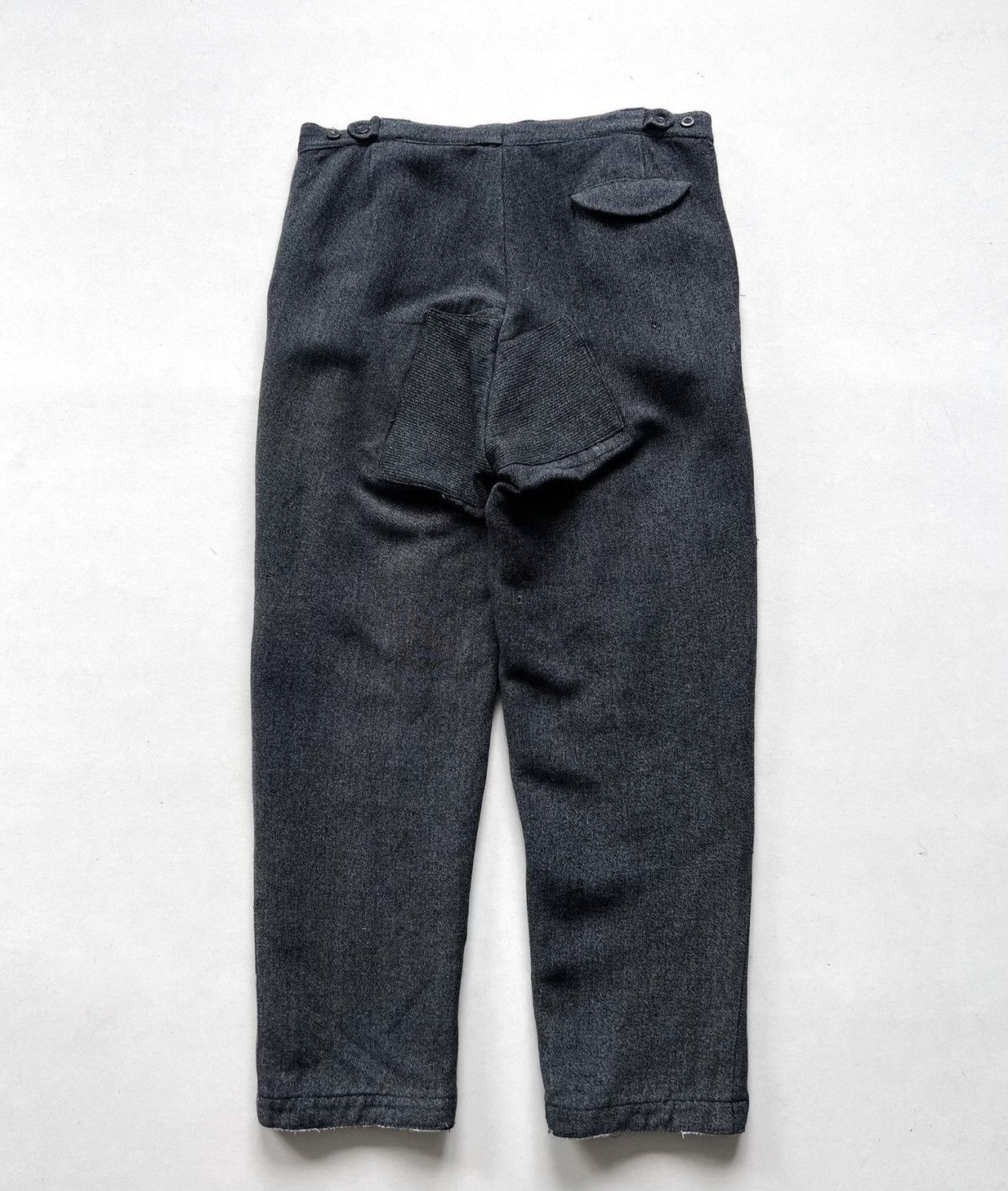 Vintage 1950s French Salt & Pepper Repaired Work Trousers Size US 34 / EU 50 - 2 Thumbnail