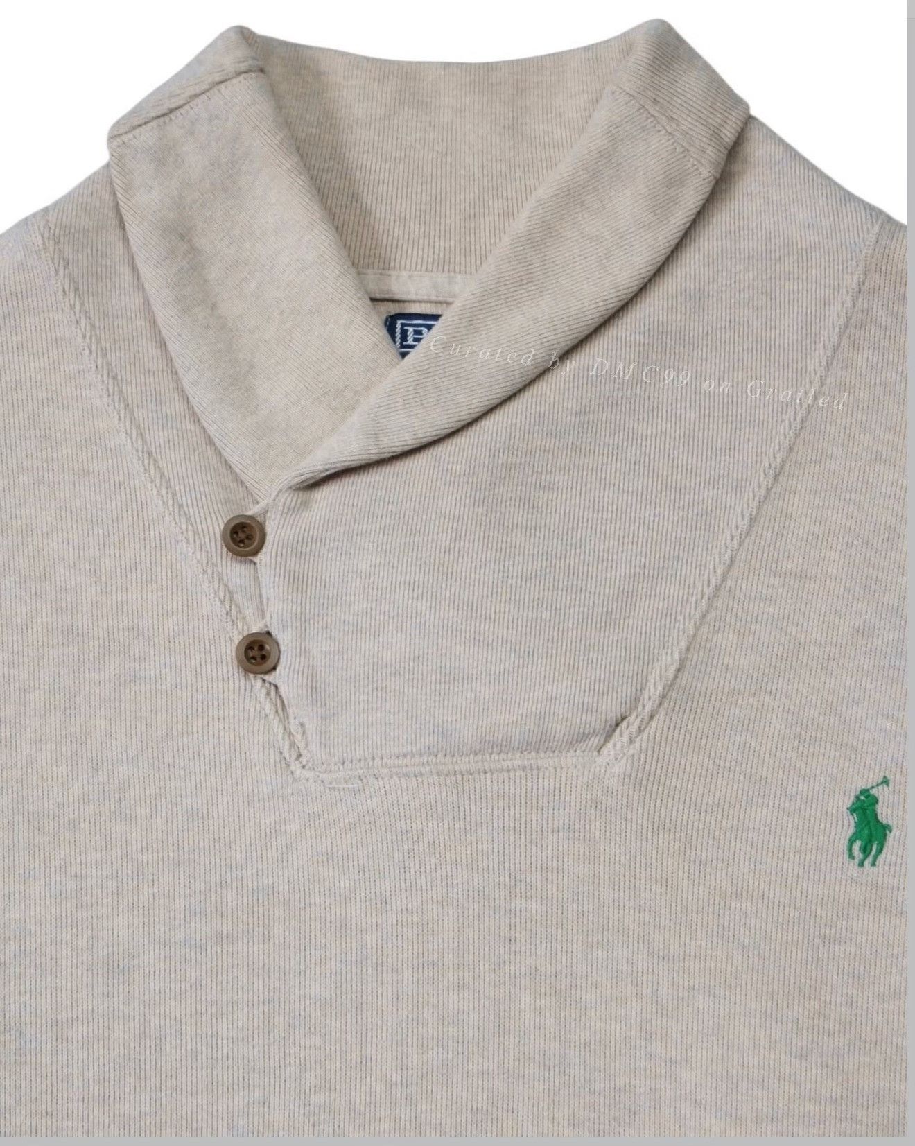 Vintage Vintage 1990s Polo Ralph Lauren Shawl Collar Sweatshirt Size US M / EU 48-50 / 2 - 2 Thumbnail