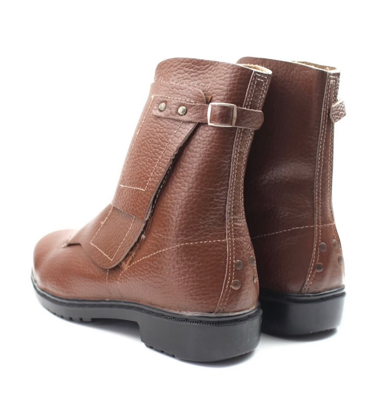Vintage 1990s Steel Toe Cover-Strap Leather Boots Size US 10 / EU 43 - 5 Thumbnail