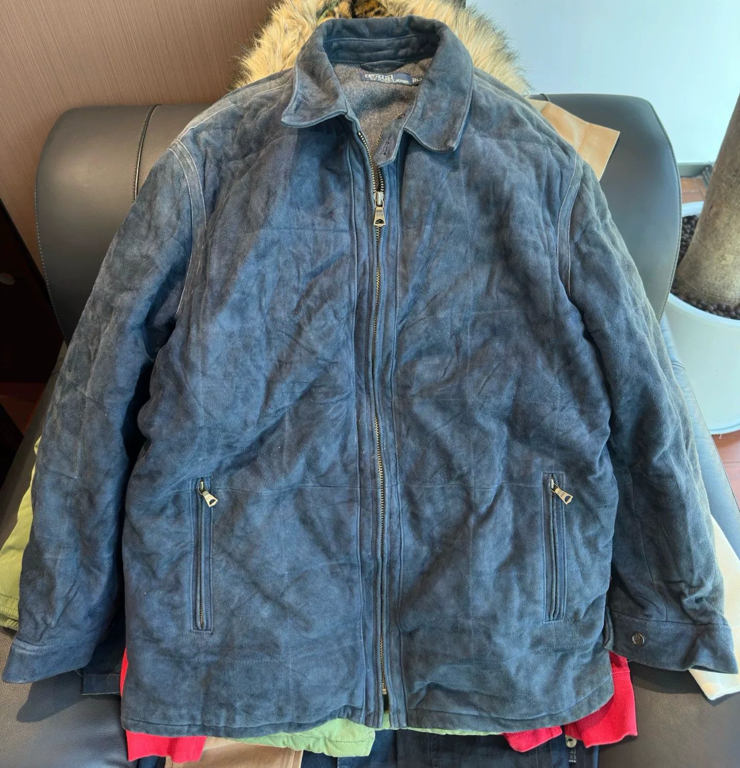 RRL Ralph Lauren Ralph Lauren Vintage Indigo Heavy Leather Jacket Size US M / EU 48-50 / 2 - 2 Thumbnail