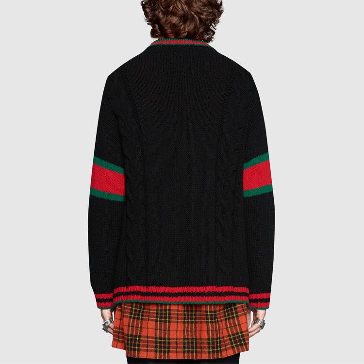 Gucci Gucci Web Stripe Cable Knit Cardigan Size S Size US S / EU 44-46 / 1 - 12 Thumbnail