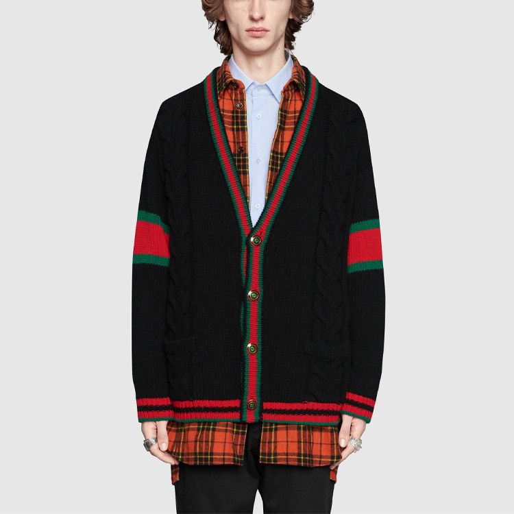 Gucci Gucci Striped Wool V-Neck Cardigan Size M Size US M / EU 48-50 / 2 - 13 Thumbnail